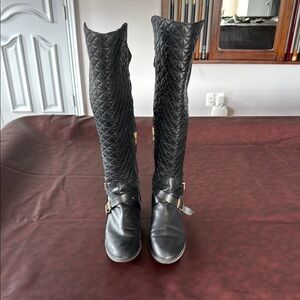 Vince Camuto Black Over the Knee Boots Classic Lace-Up